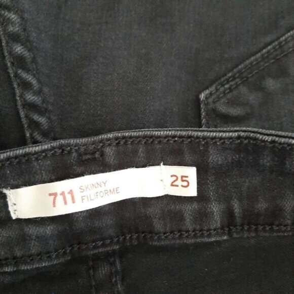 LEVI'S 711 Skinny Black Jeans Mid Rise Waterless Sz 25 - Picture 9 of 12